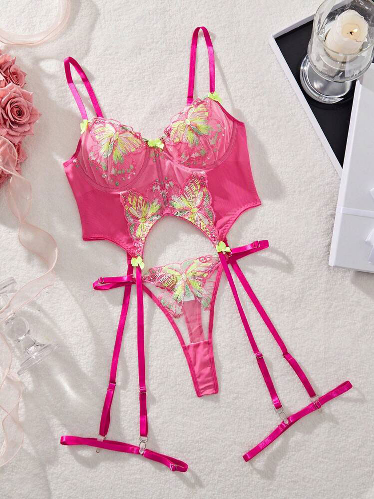 لباس زیر گارتردار سرخابی کد 316