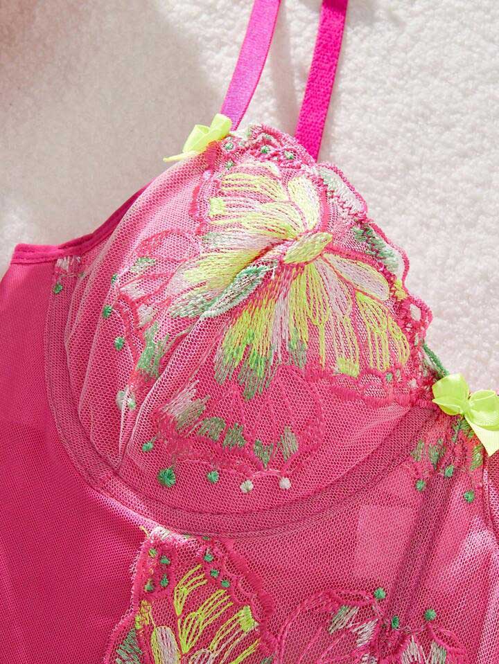 لباس زیر گارتردار سرخابی کد 316