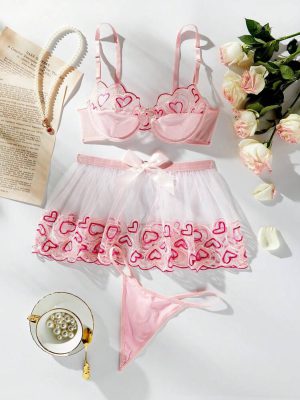 ست 3 تیکه لباس زیر قلبی کد 329