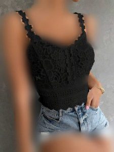 کراپ تاپ دانتل مشکی کد 710