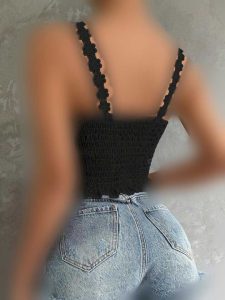 کراپ تاپ دانتل مشکی کد 710