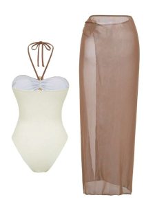 مونوکینی با رومایویی دامنی کد 667