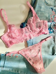 لباس زیر توری صورتی کد 341