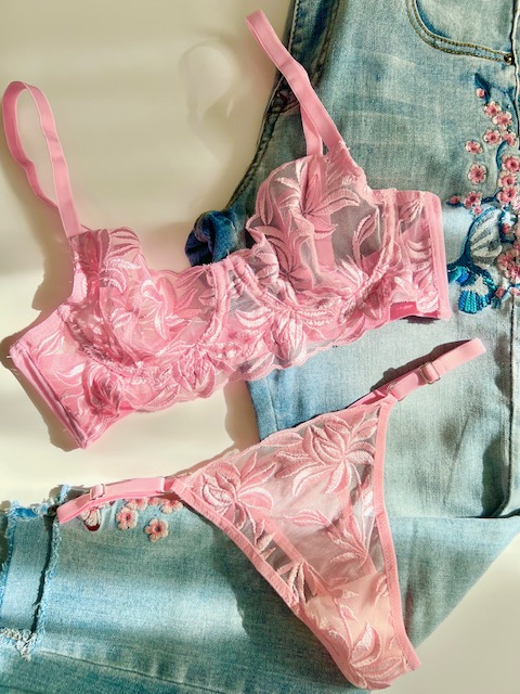 لباس زیر توری صورتی کد 341