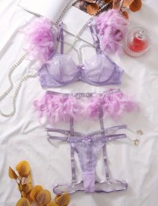 ست شورت سوتین بنفش کد 342