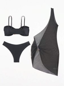 مایو سه تیکه مشکی کد 561