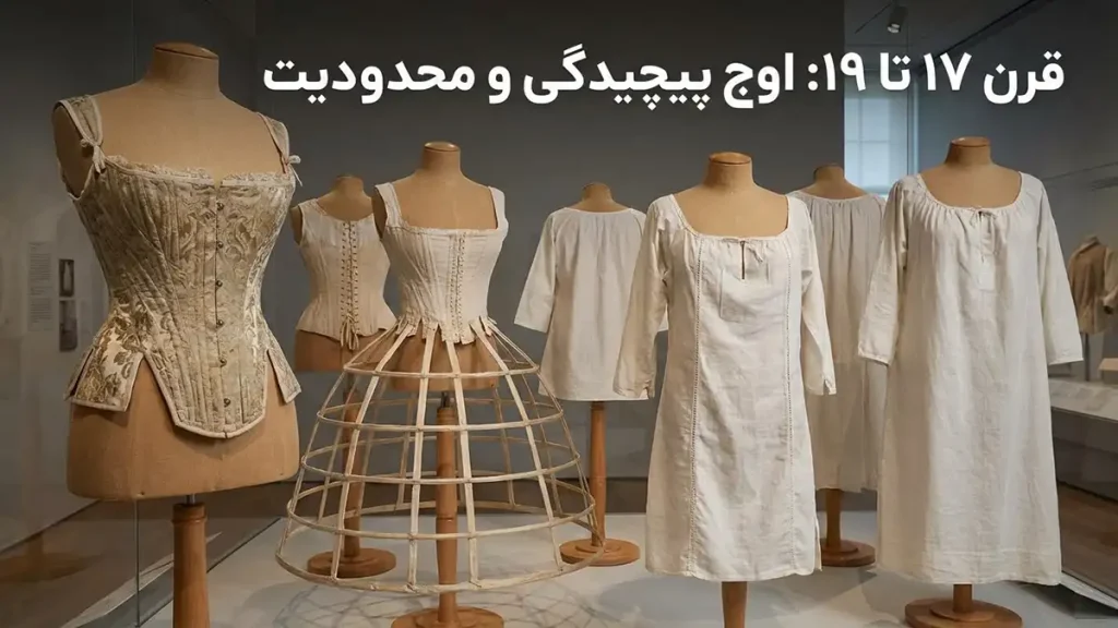 تاریخچه لباس زیر زنانه: از ریشههای باستان تا مد نوین قرن ۱۷ تا ۱۹: اوج پیچیدگی و محدودیت