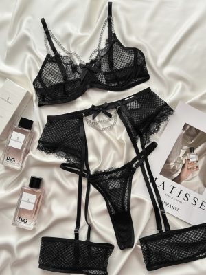 ست 5 تکه لباس زیر تور کد 357