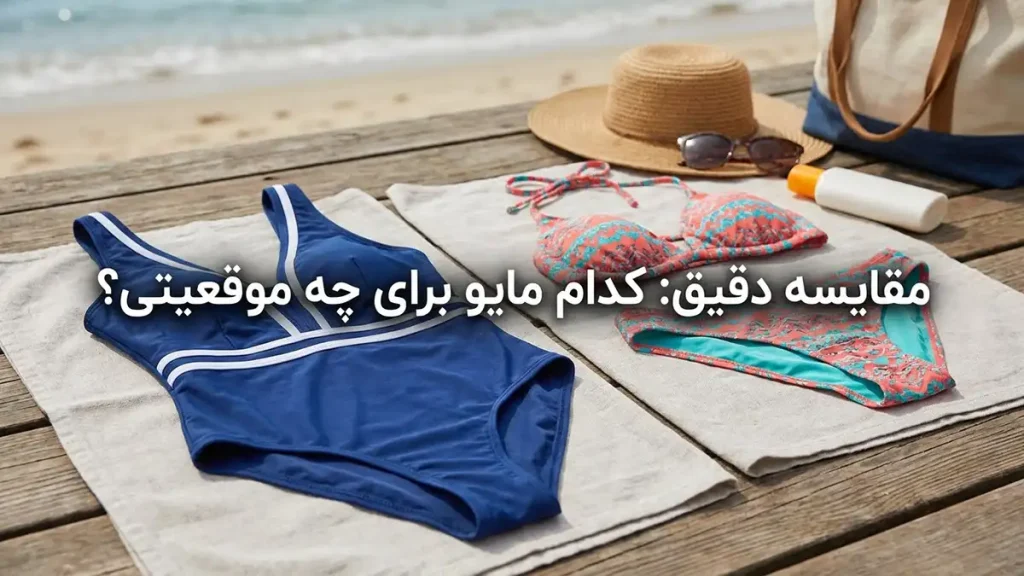 مقایسه مایو یکتکه و دوتکه: راهنمای جامع انتخاب هوشمندانه مقایسه دقیق: کدام مایو برای چه موقعیتی؟