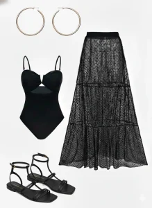 ست مایو یک تیکه و رومایویی حریر کد ۶۸۷