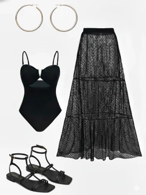 ست مایو یک تیکه و رومایویی حریر کد ۶۸۷