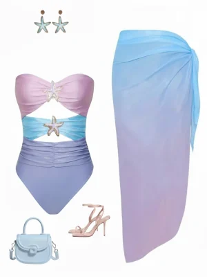 مایو پری دریایی یک تیکه با رومایویی دامنی کد 678