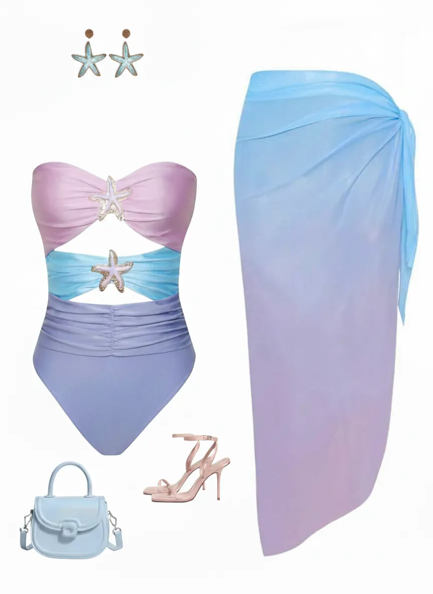 مایو پری دریایی یک تیکه با رومایویی دامنی کد 678