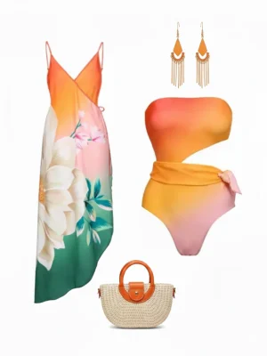 مایو یک تیکه نارنجی بارومایویی کد 676