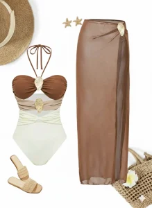 مونوکینی با رومایویی دامنی کد 667