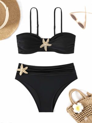 مایو فاق بلند مشکی ستاره دار کد 886