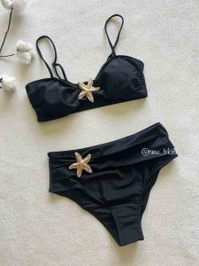 مایو فاق بلند مشکی ستاره دار کد 886