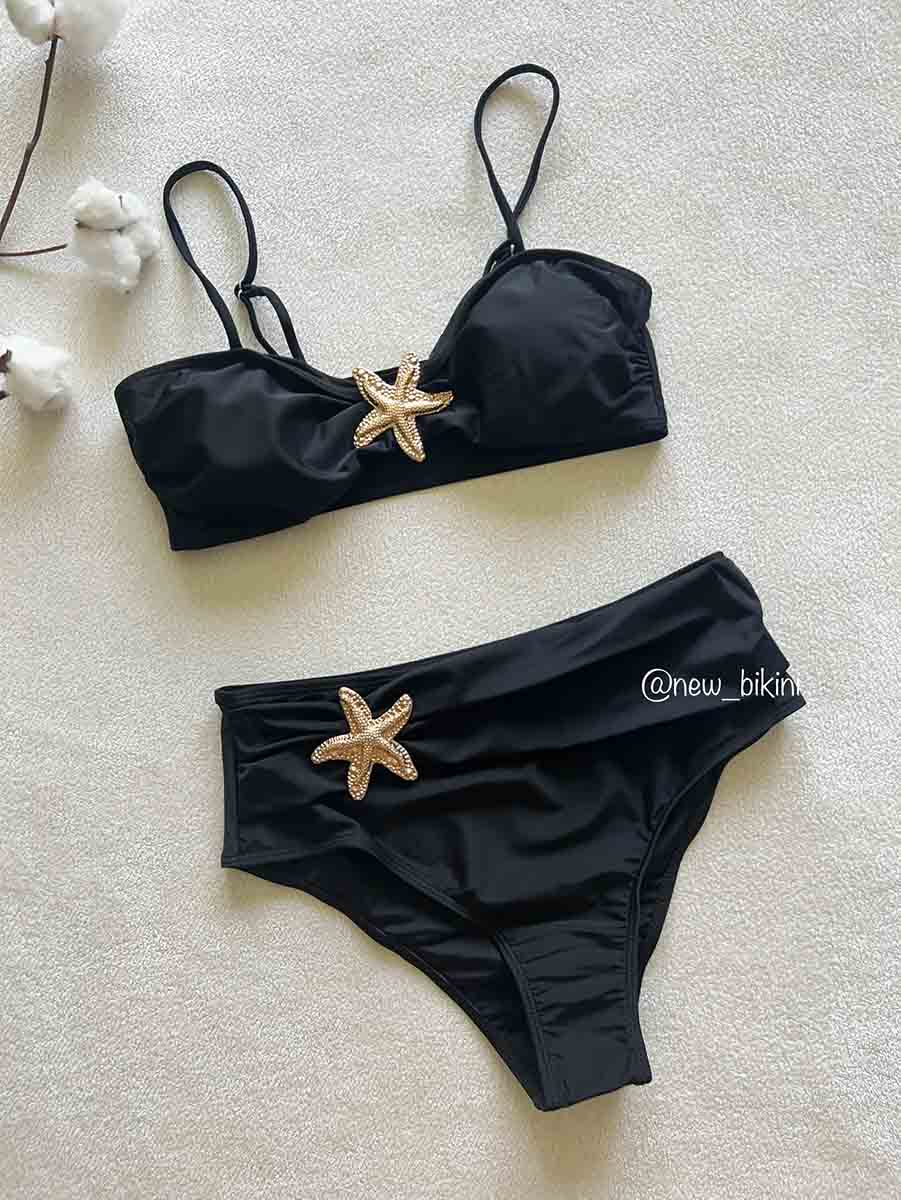 مایو فاق بلند مشکی ستاره دار کد 886