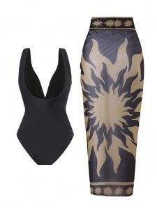 مایو یک تیکه با کاور دامنی کد 657