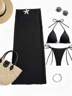 مایو سه تکه مایو گرهی با دامن کد 555