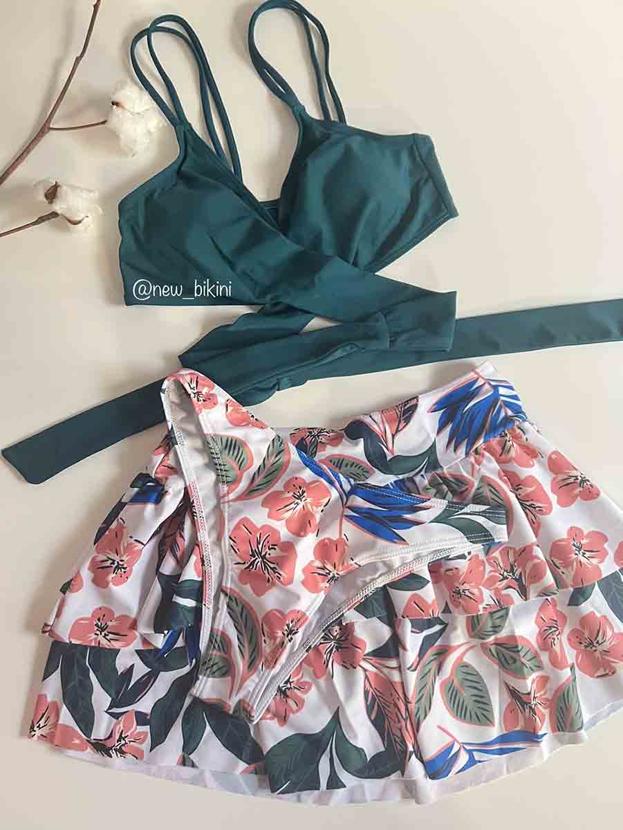 مایو دامنی سبز کد 1017