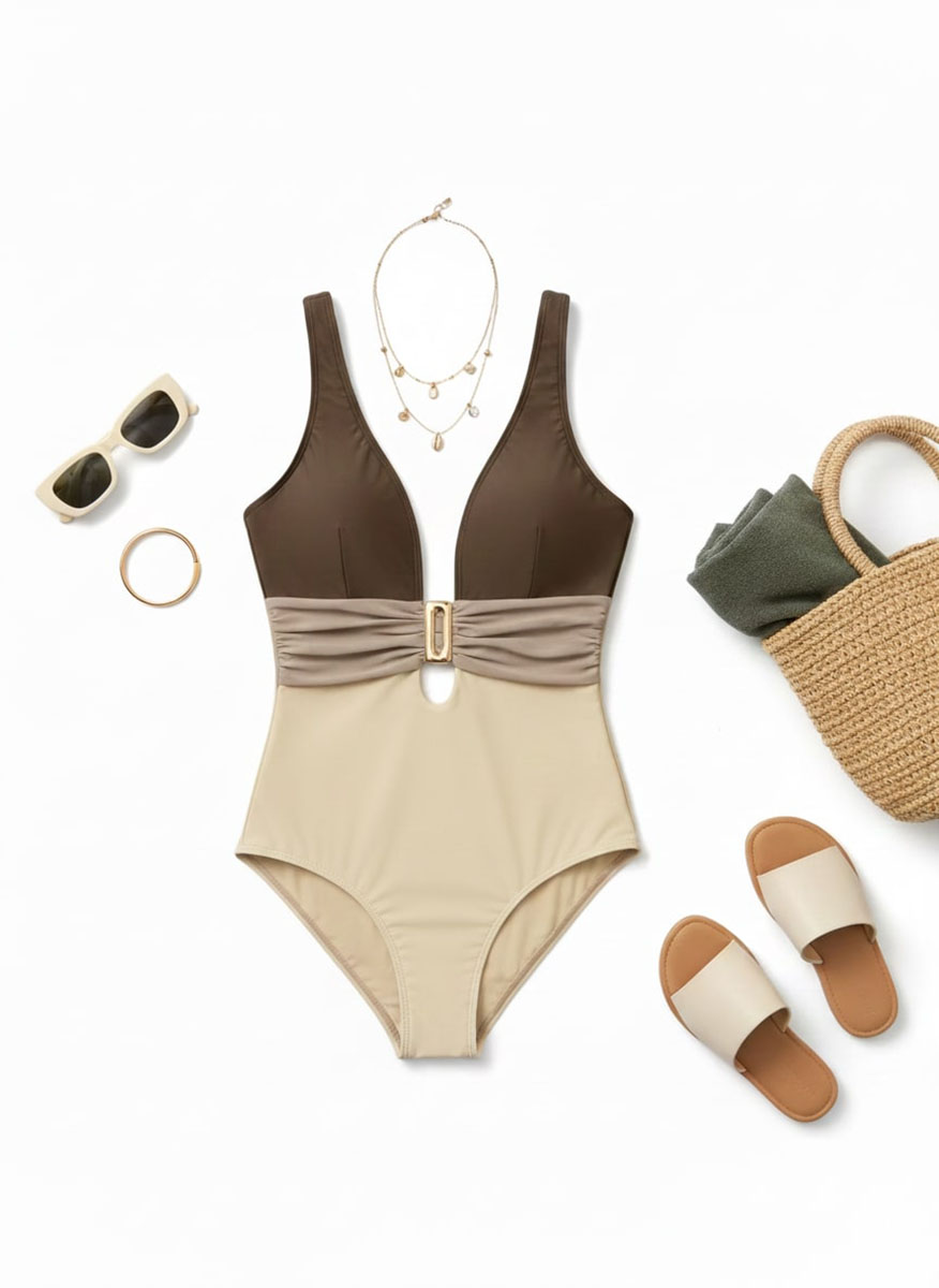 مایو یک تیکه کرم قهوهای کد ۶۹۲