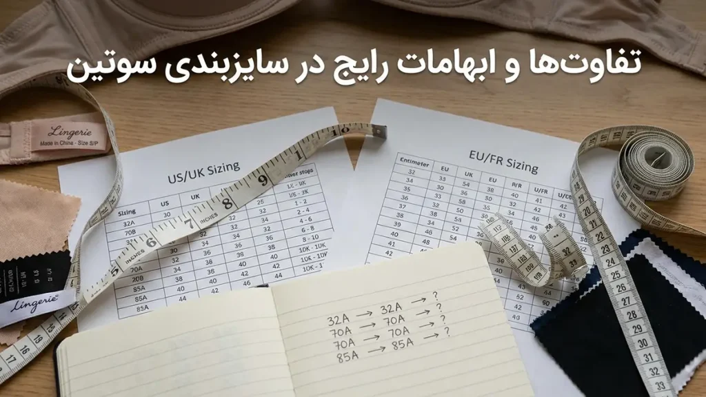 کوچکترین سایز سوتین چیست؟ معرفی جامع و نکات کاربردی تفاوتها و ابهامات رایج در سایزبندی سوتین