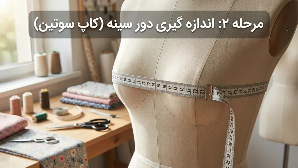 چطور سایز سوتین بگیریم؟ مرحله دوم: اندازهگیری سایز دور سینه (کاپ سوتین)