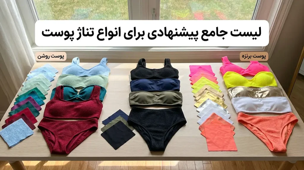 بهترین رنگ مایو زنانه برای پوست روشن و سبزه کدام است؟ لیست جامع پیشنهادی برای انواع تناژ پوست