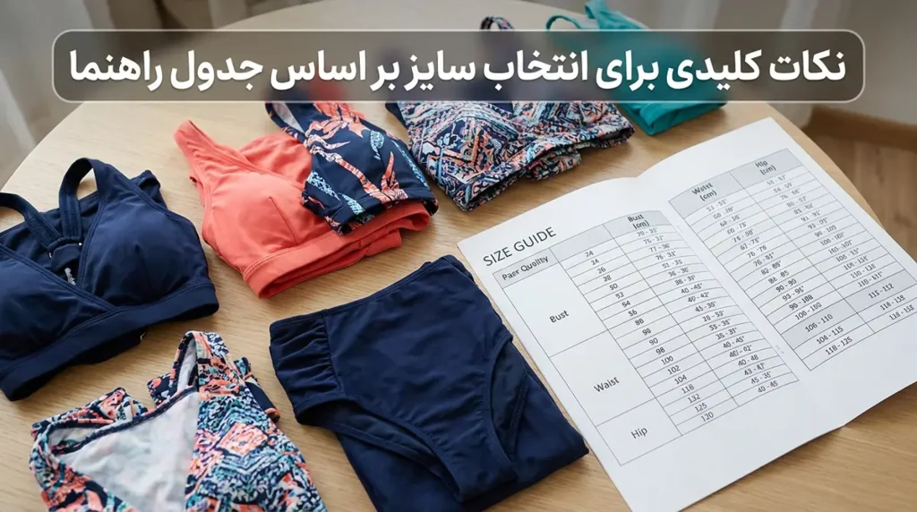 راهنمای انتخاب سایز درست مایو زنانه برای خرید اینترنتی نکات کلیدی برای انتخاب سایز بر اساس جدول راهنما