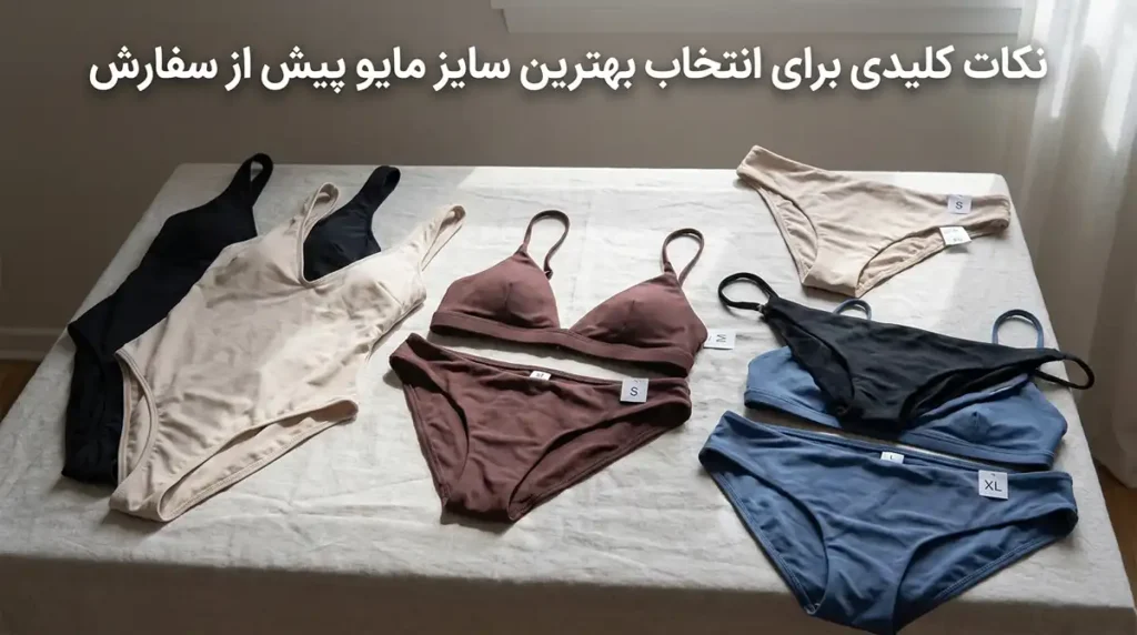 خرید مایو زنانه با امکان تعویض سایز و مرجوعی آسان نکات کلیدی برای انتخاب بهترین سایز مایو پیش از سفارش