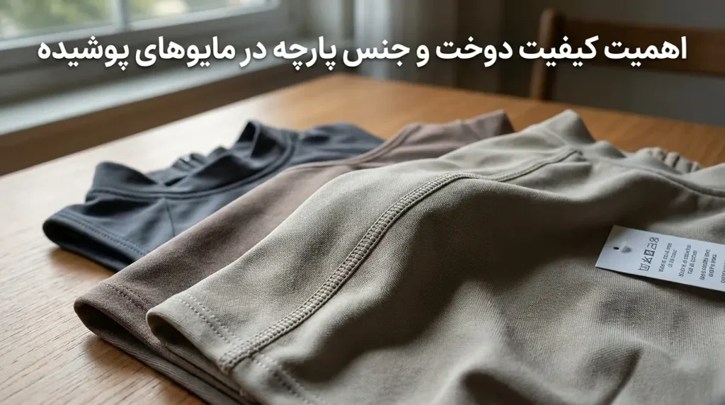 مایو زنانه یقهبسته پوشیده با طراحی شیک و امروزی اهمیت کیفیت دوخت و جنس پارچه در مایوهای پوشیده