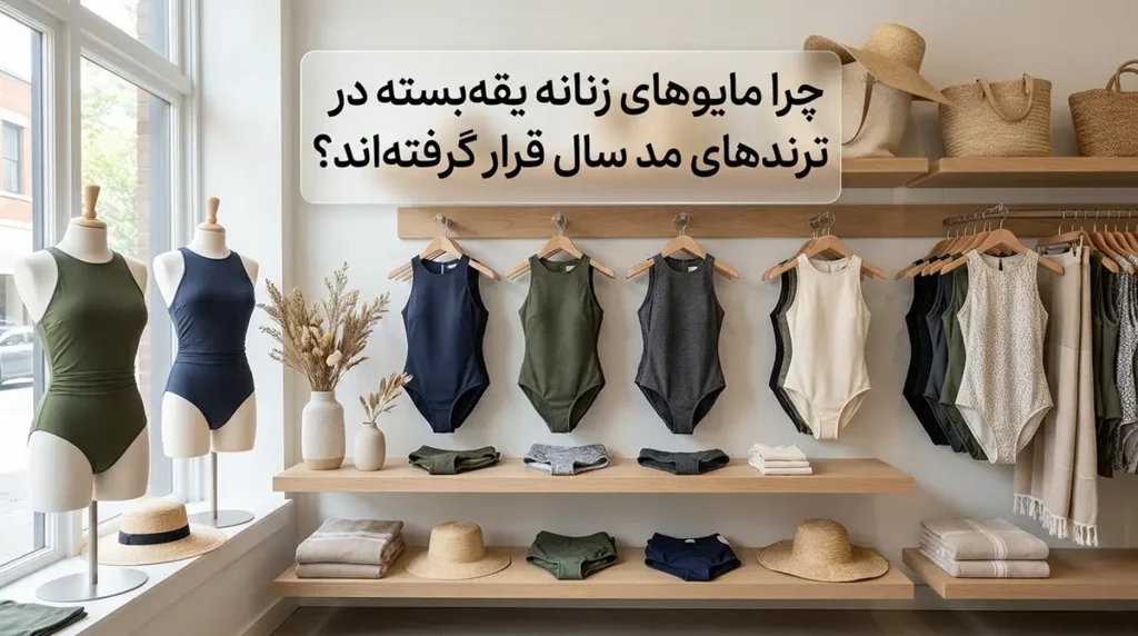 مایو زنانه یقهبسته پوشیده با طراحی شیک و امروزی چرا مایوهای زنانه یقهبسته در ترندهای مد سال قرار گرفتهاند؟