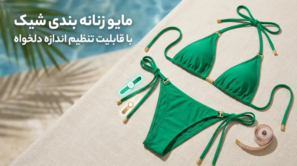 مایو زنانه بندی شیک با قابلیت تنظیم اندازه دلخواه