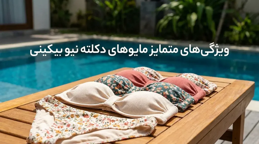 مایو زنانه دکلته شیک برای استخرهای خصوصی و مجالس بانوان ویژگیهای متمایز مایوهای دکلته نیو بیکینی