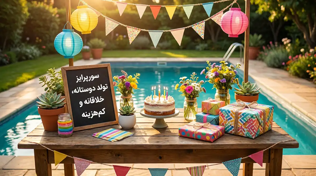 ایدههای خلاقانه و کمهزینه برای سورپرایز تولد دوستانه در فضای باز و کنار استخر ایدههای خلاقانه و کمهزینه برای سورپرایز تولد دوستانه در فضای باز و کنار استخر
