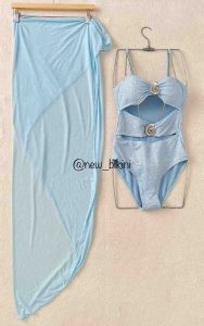 مایو یک تیکه لمه با رومایویی حریر کد 6029